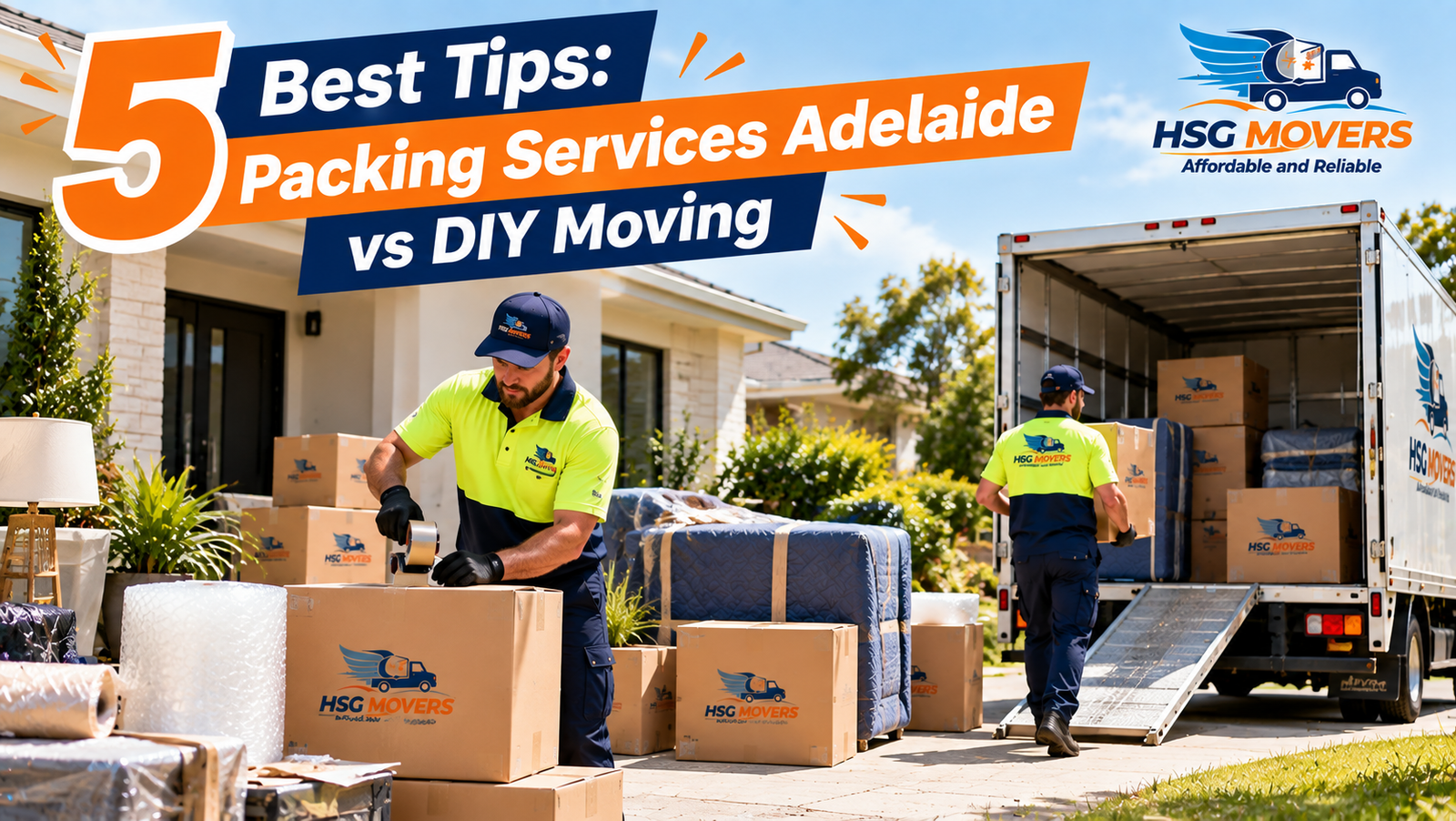 Professional packing services Adelaide team packing boxes