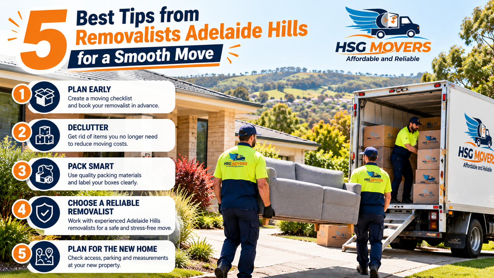Professional removalists Adelaide Hills moving truck in Mount Barker